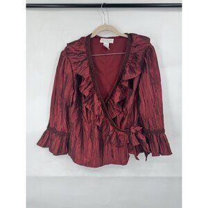 VTG Jackie Jon Witchy Whimsigoth Blouse Women 10 Red Elvira Vampire Dark Romance
